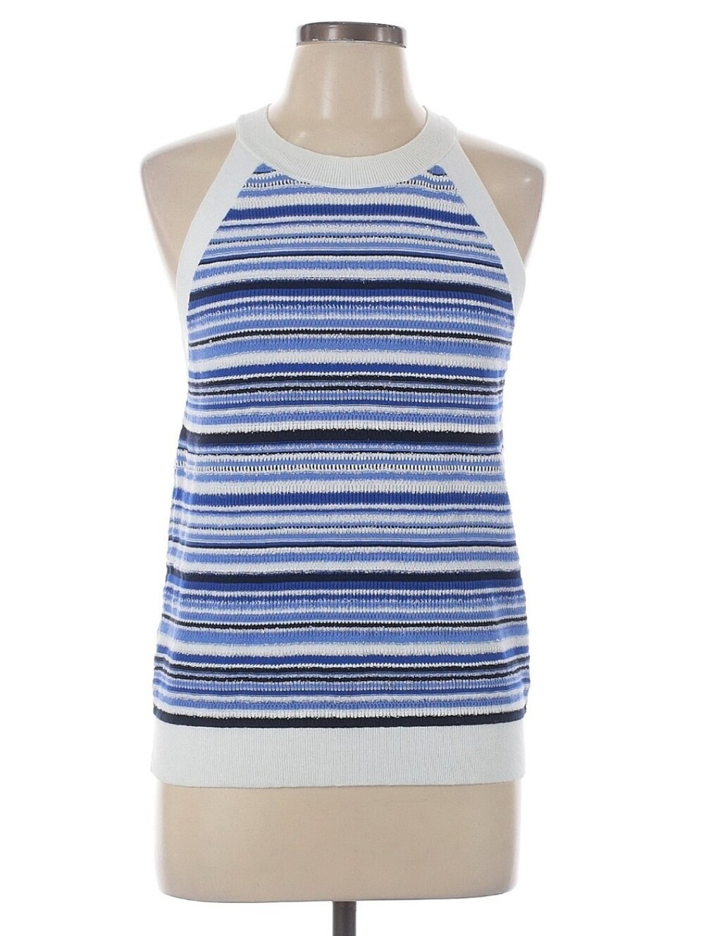 LOFT Blue and White Striped Halter Tank Top